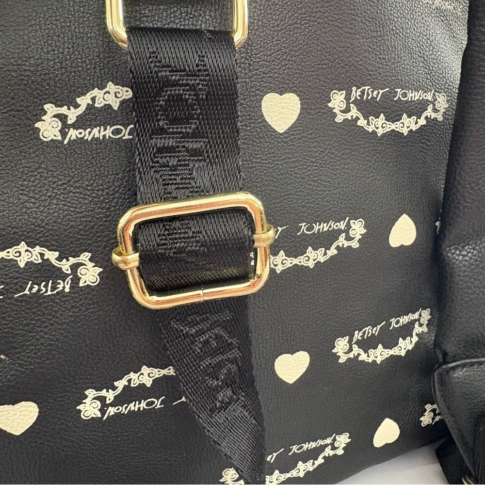 Betsey Johnson Studded Black And Gold Mini Backpack - Picture 6 of 10